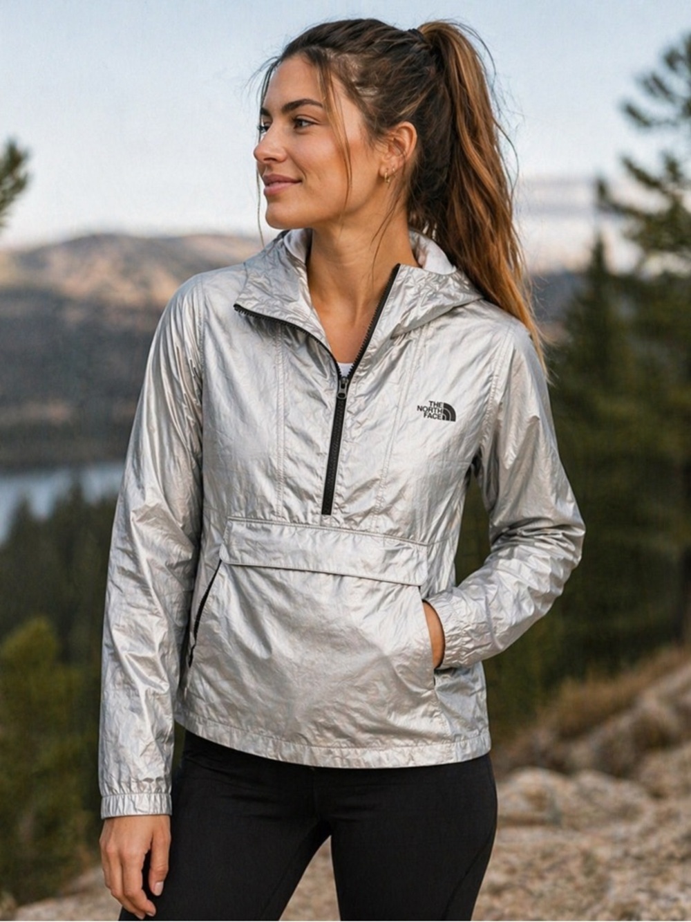The North Face Shimmering Silver Windbreaker